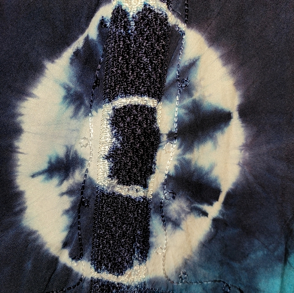 Flowing navy blue and turquoise tie dye skirt. - Picture 2 of 4